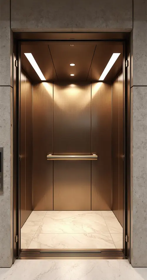 Elevator cabin interior: the view from inside out (film)